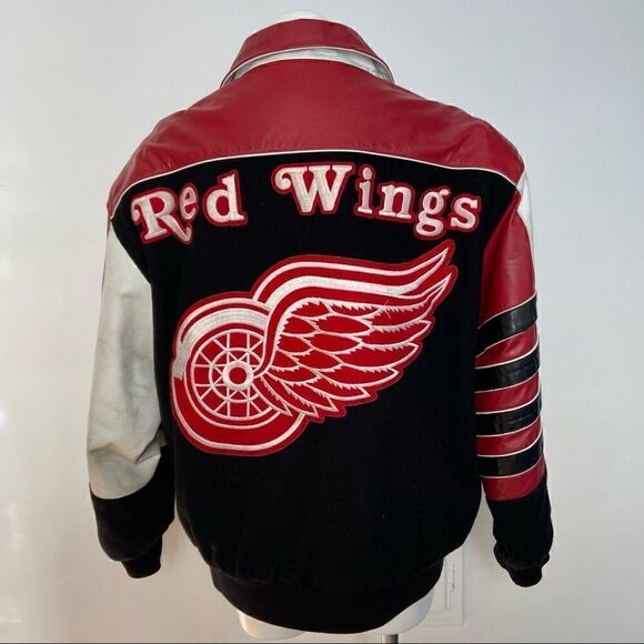 Retro Leather Red Wings Varsity Jacket 1995 Signed - Picture 8 of 16